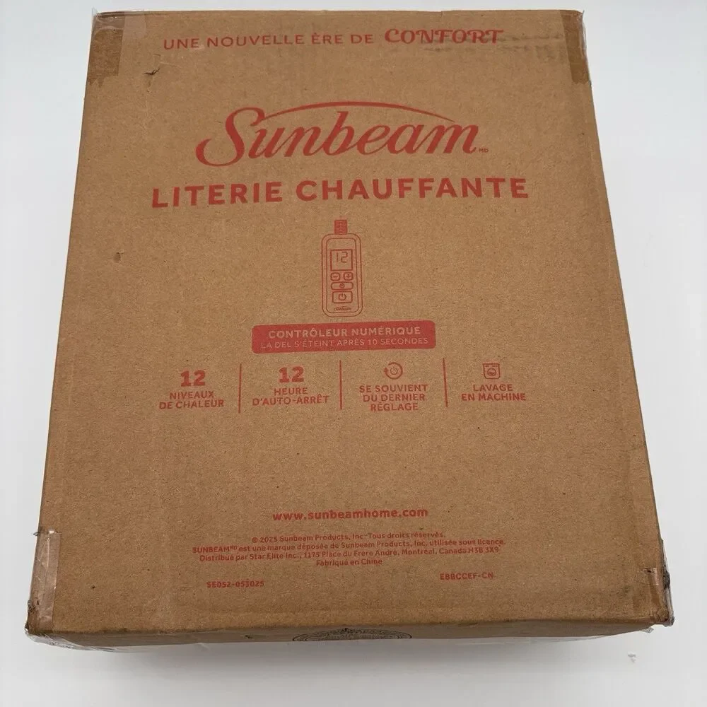 Sunbeam Heated Mattress Pad 12 Heat Settings Dual Control Queen King White 13926